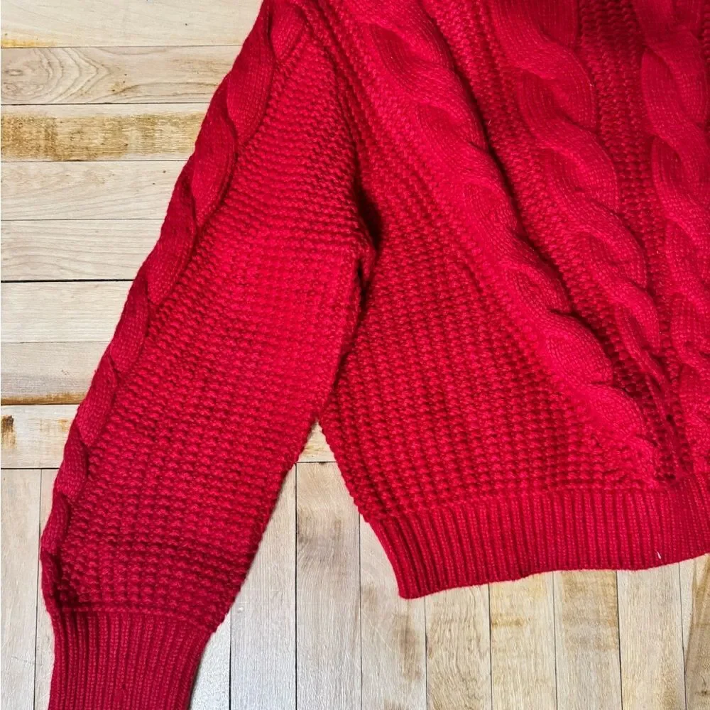 Banana Republic Cherry Red Cable Knit Sweater
